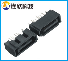 SATA7PIN雙排公座 SATA插座接口全包帶窗口 SATA固態(tài)硬盤接插件